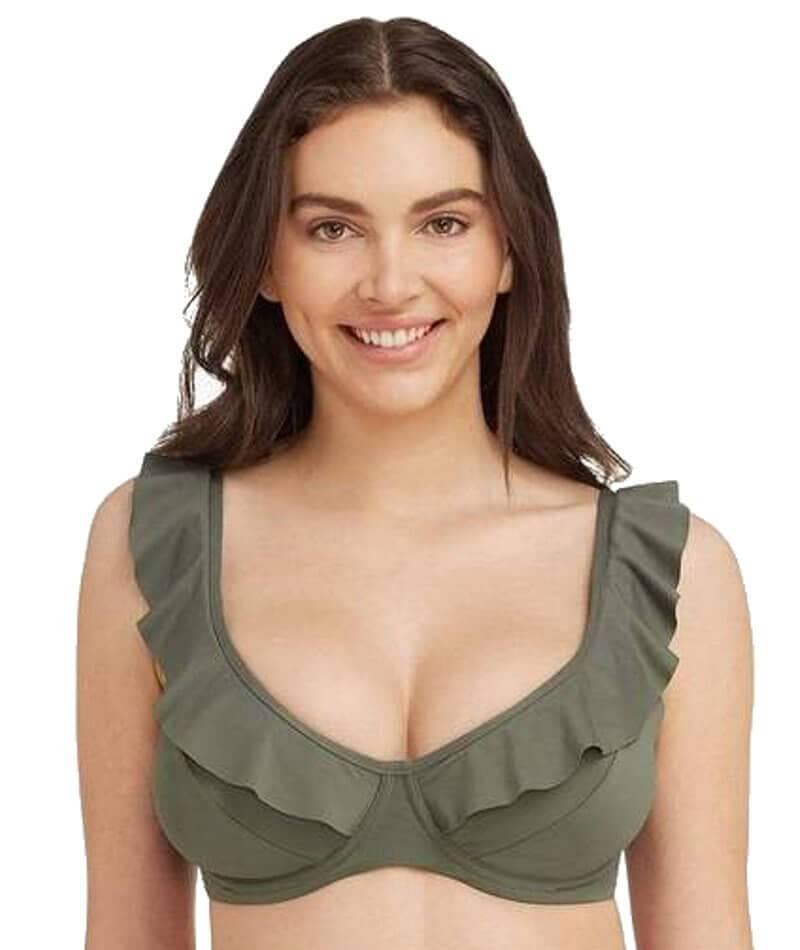 Sea Level Eco Essentials Frill F Cup Underwire Bikini Top - Khaki – Big  Girls Don't Cry (Anymore)