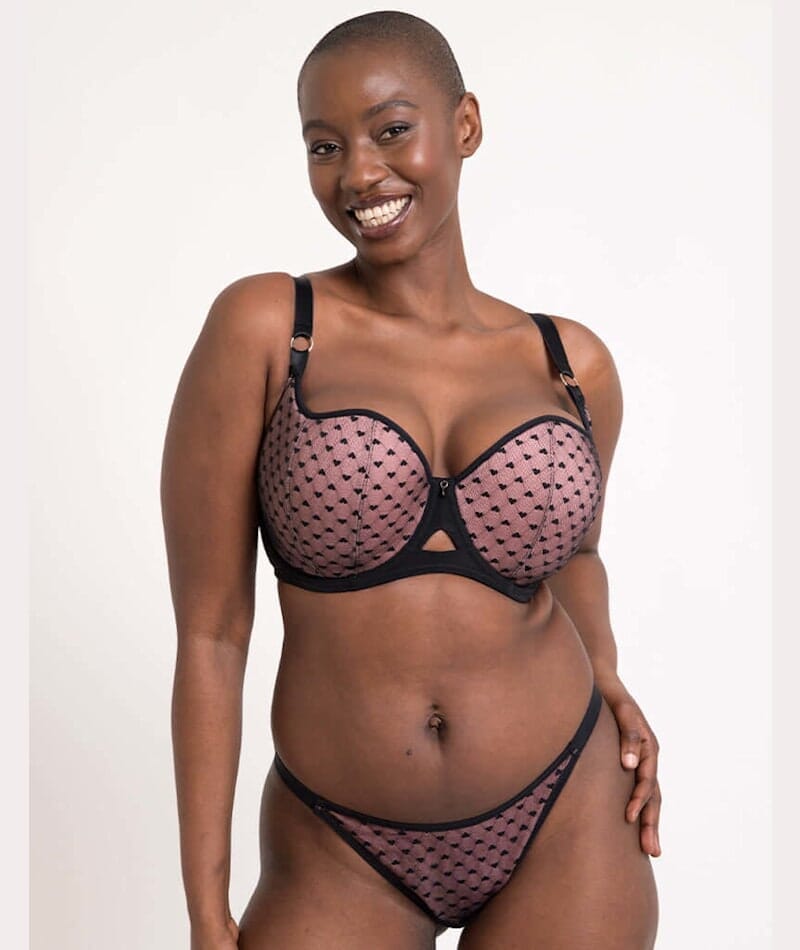 Curvy Kate Boost Heartbreaker Padded Balcony Bra - Black/Pink Bras 