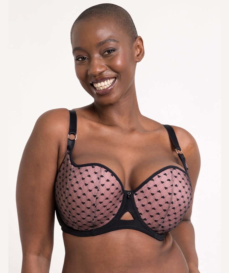 Curvy Kate Boost Heartbreaker Padded Balcony Bra - Black/Pink Bras 