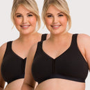 Ava & Audrey Faye Cotton Wirefree Support Bra 2 Pack - Black