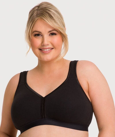 Ava & Audrey Faye Cotton Wirefree Support Bra 2 Pack - Black Bras 