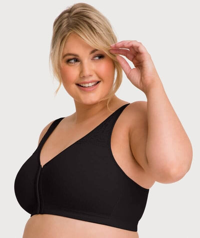 Ava & Audrey Hannah Cotton Wire-Free Front Opening Bra - Black Bras 