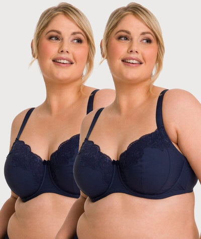 Ava & Audrey Jacqueline Full Cup Underwired Bra 2 Pack - Sapphire Bras 