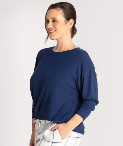 Ava & Audrey Maddison Knit Slouch LS Tee - Navy Sleep 