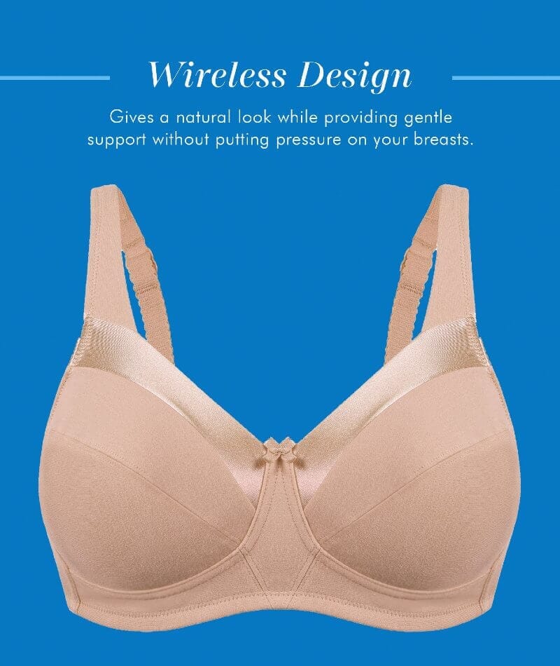 Bestform Satin Trim Wire-Free Cotton Bra With Unlined Cups 3 Pack - Nude Bras 