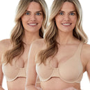 Bestform Unlined Cotton Stretch T-Shirt Bra with Underwire 2 Pack - Sand