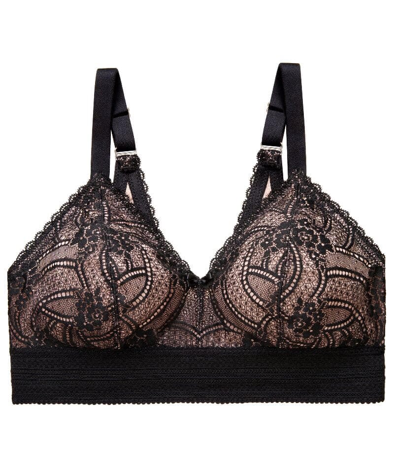 Glamorise Bramour Gramercy Luxe Lace Wire-Free Bralette - Black Bras 