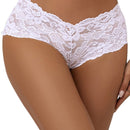 Curvy Floral Lace Brief - White