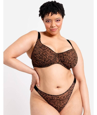 Curvy Kate Cool Cat Scooped Balcony Bra - Leopard Brown Bras 