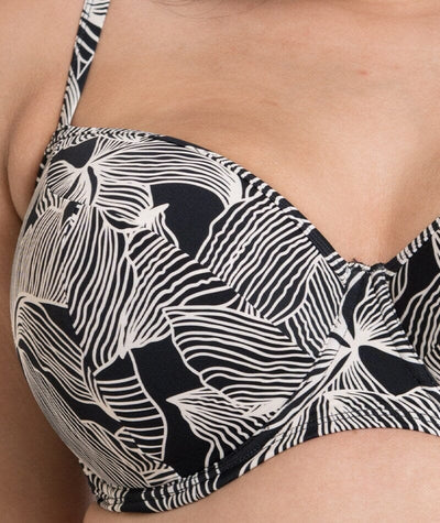 Curvy Kate Ripple Reef Balcony Bikini Top - Black Print Swim 