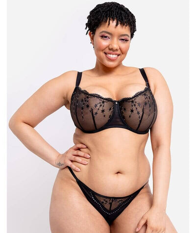 Curvy Kate Stardust Thong - Black Sparkle Bras 