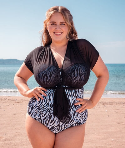 Curvy Kate Wrapsody Bandeau One Piece Swimsuit - Zebra Print Swim 