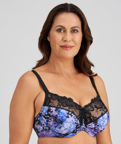 Fayreform Wild Violet Underwire Bra - Blue Hydrangea Print Bras 