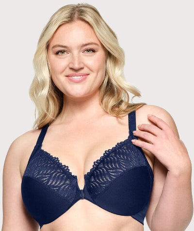 Glamorise Front-Closure T-Back WonderWire Bra - Blue Bras 