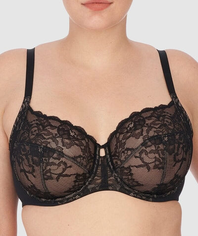 Natori Statement Supportive Full Figure Underwired Lace Bra - Black/Cafe Bras 