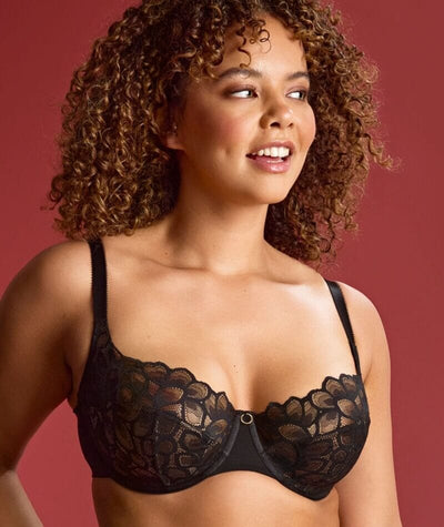 Panache Allure Underwired Demi Balcony Bra - Black / Latte Bras 