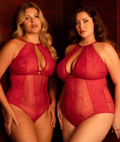 Scantilly Opulence Stretch Lace Bodysuit - Ruby Red Bodysuits & Basques 