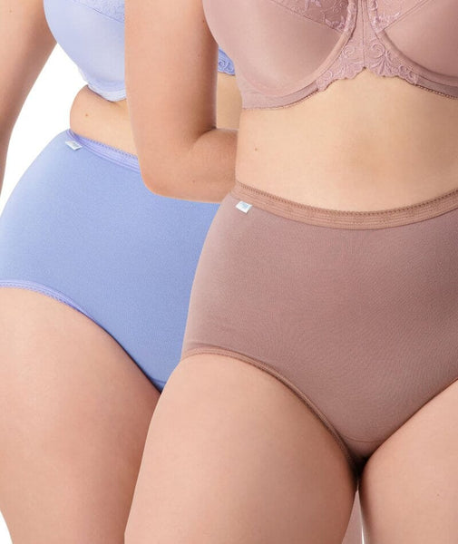 Sloggi High Waisted Control Maxi Lady Seamless Cotton Underwear or Panties,  2 Pack