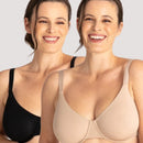 Underbliss Invisibliss Moulded Microfibre Underwire Bra 2 Pack - Black/Nude