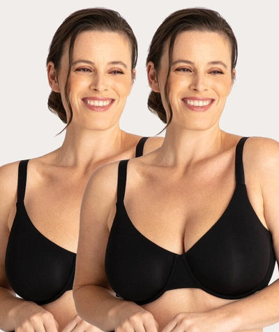 Underbliss Invisibliss Moulded Microfibre Underwire Bra 2 Pack - Black Bras 