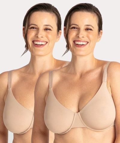 Underbliss Invisibliss Moulded Microfibre Underwire Bra 2 Pack - Nude Bras 