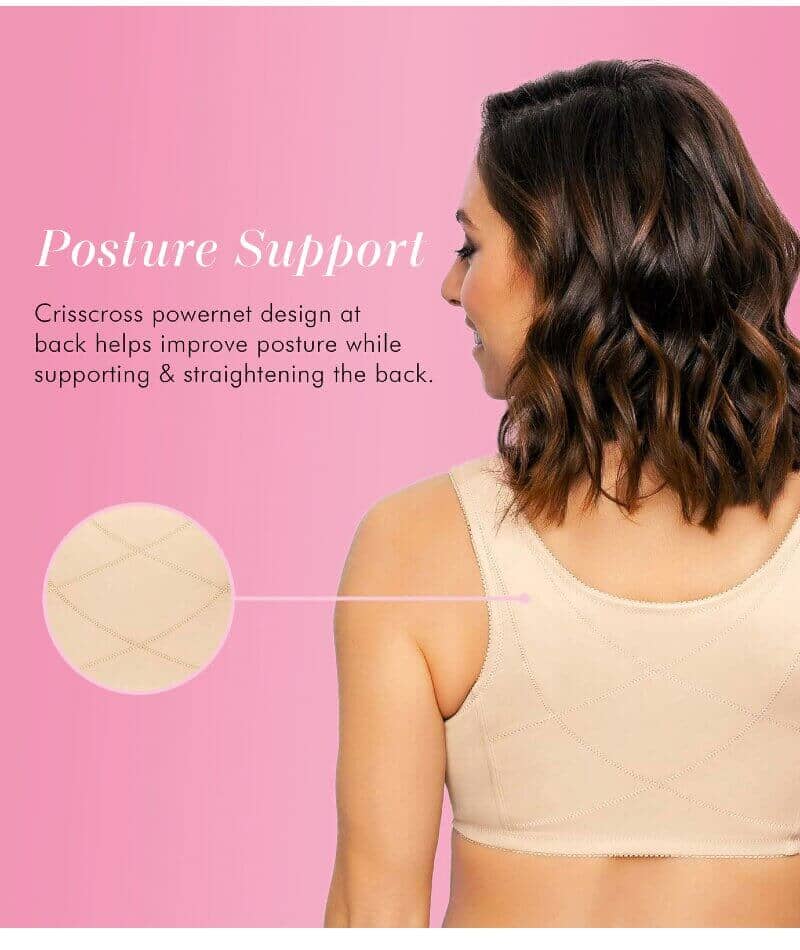 Exquisite Form® Women's FULLY Wireless Cotton Back & Posture Support Bra  with Front Closure & Lace- 5100531